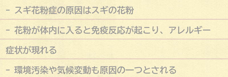 スギ花粉症の原因とは？の要点まとめ