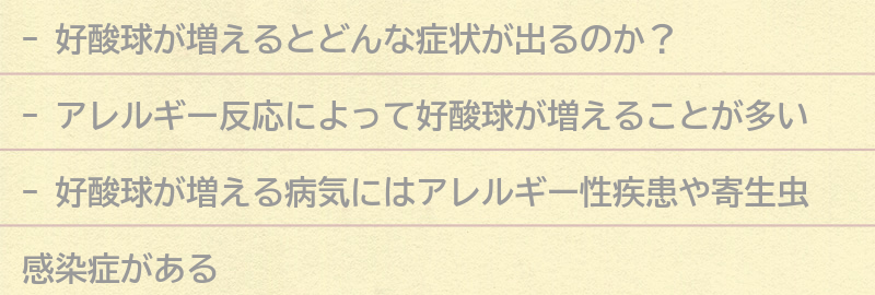 好酸球が増えるとどんな症状が出るのか？の要点まとめ