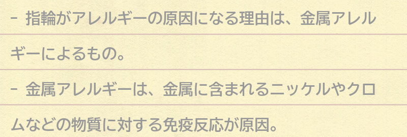 指輪がアレルギーの原因になる理由とは？の要点まとめ