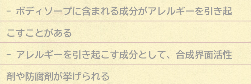 アレルギーを引き起こす成分とは？の要点まとめ