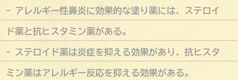 塗り薬の種類と特徴の要点まとめ